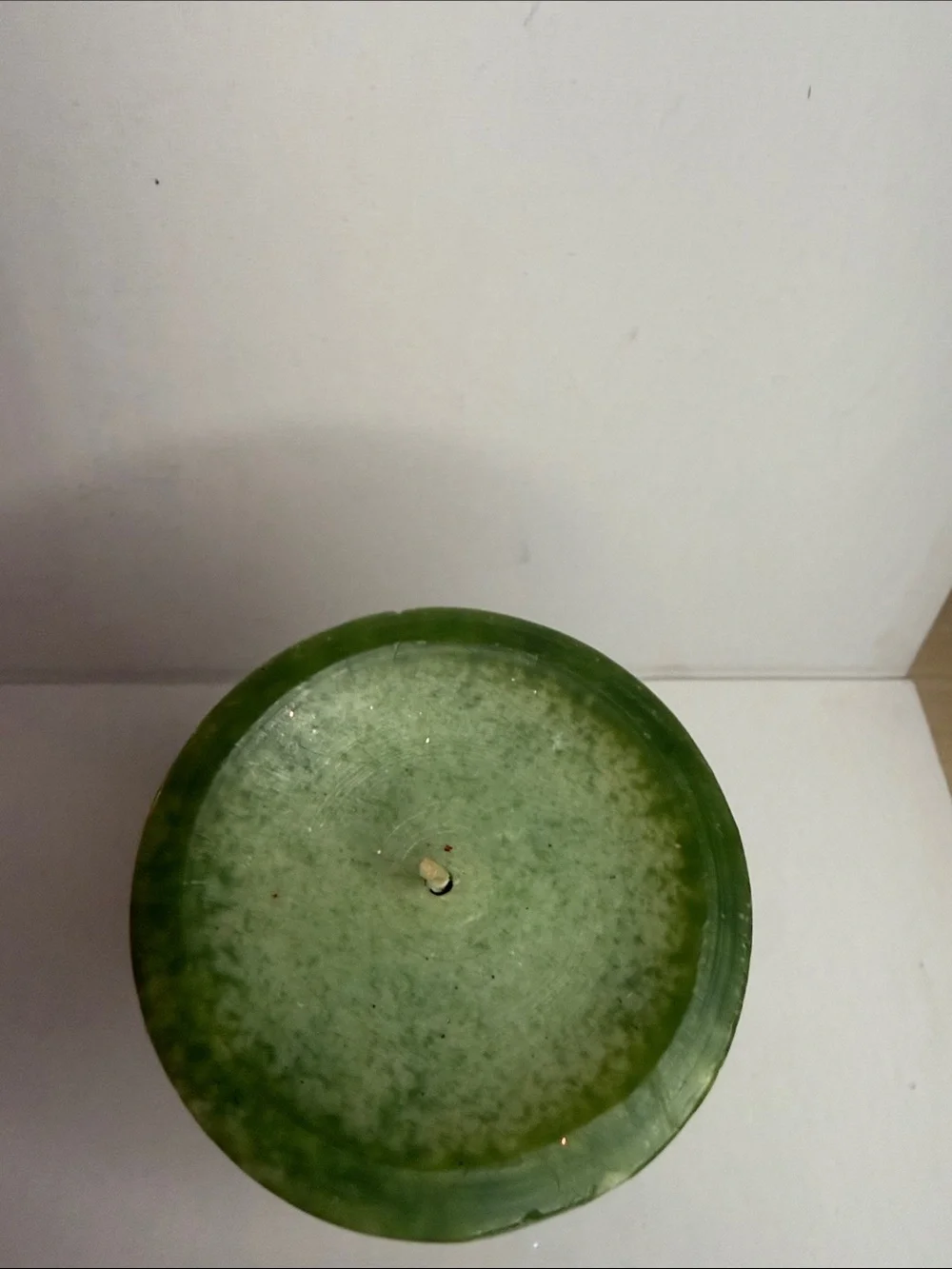 Pier 1 Green Marbleized Pillar Candle